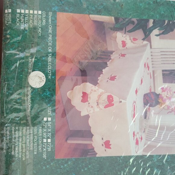 Sonata 54"x72" Embroidered Tablecloth With Applique White & Black Polyester - Picture 4 of 5